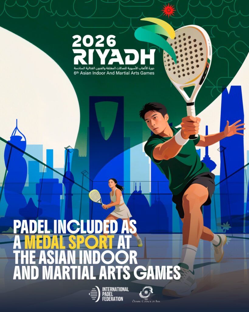 Read more about the article Padel to be a medal sport at the 2026 Asian Indoor and Martial Arts Games. Carraro: “Padel in another major multisport event confirms the project we are all advancing together”