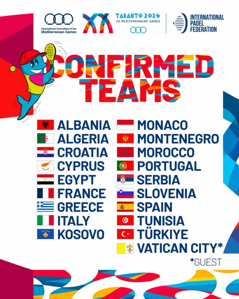 Read more about the article Mediterranean Games : Padel set to make its debut as a medal sport at the Mediterranean Games Taranto 2026